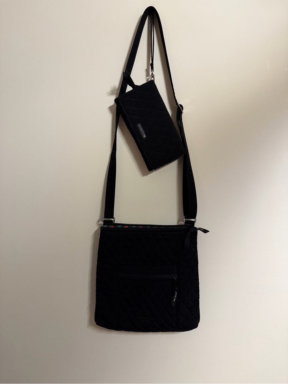 Vera Bradley Black Quilted Crossbody Bag with Wristlet wallet